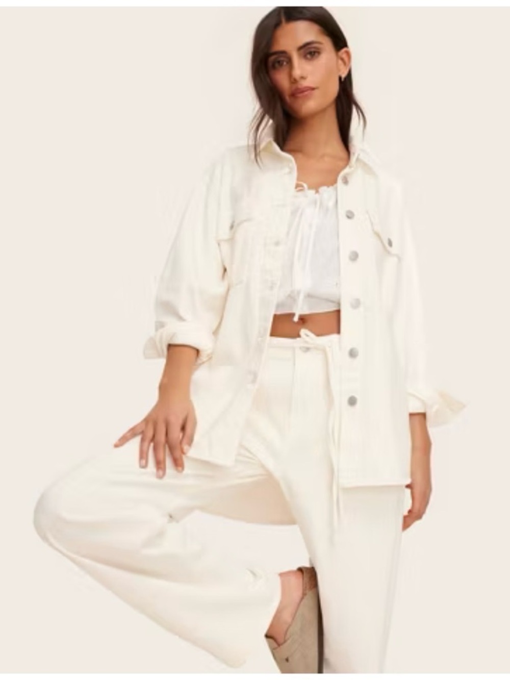 PARKE NWT Ivory Heavyweight Denim Shacket